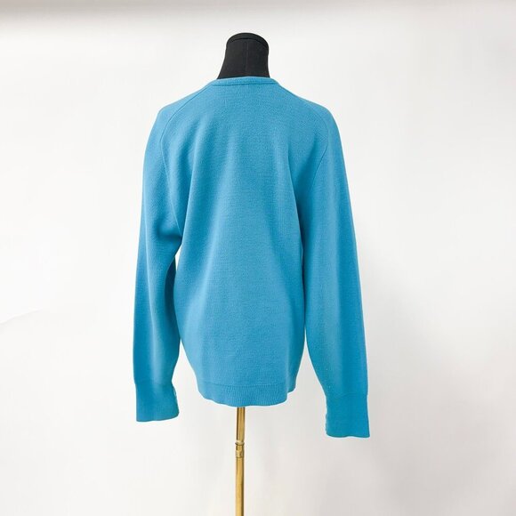 VINTAGE STYLE ELECTRIC BLUE CARDIGAN BUTTON UP *MISSING TOP BUTTON - Picture 3 of 7